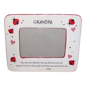 90's Vintage Grandpa Ceramic Picture Frame Ladybugs Hearts Love bug Special